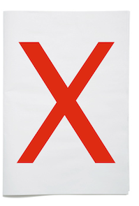 the letter X on a blank white paper