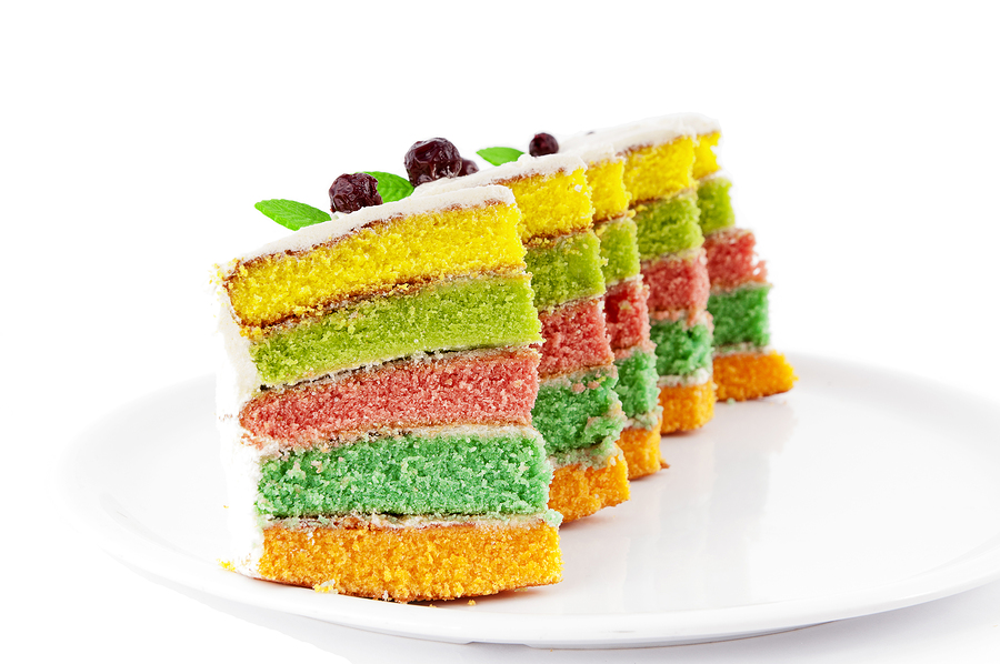 multi-layer rainbow cake to signify layering information in a white paper