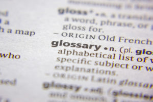 the word Glossary highlights on a dictionary page