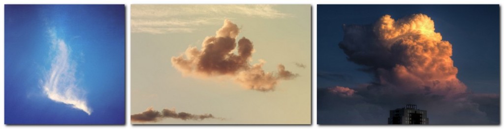 three sample images of stock photos of clouds