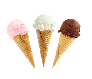 photos pf three types of ice cream cones to represent the three types of white papers
