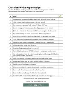 checklist for white paper design