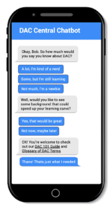 sample chatbot screen leading to white papers
