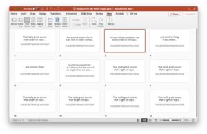 PowerPoint slide sorter view of white paper research