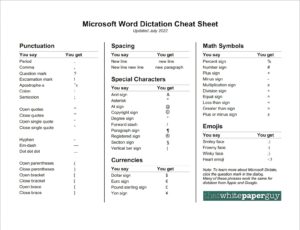 Word Dictation Cheat Sheet July-2022