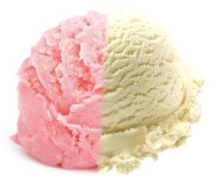 ice cream mashup strawberry and vanilla
