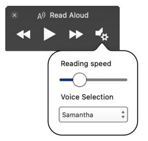 Read Aloud settings in Word