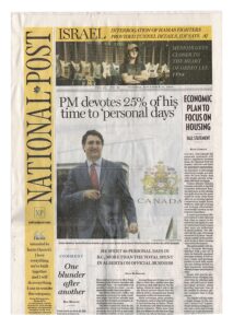 National Post front page Justin Trudeau