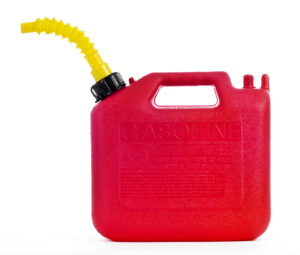 red plastic gasoline can