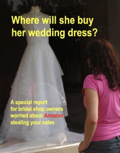 Mockup cover for white paper with title: Where will she buy her wedding dress?