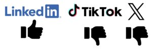 social media logos of LinkedIn, X and TikTok