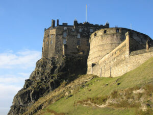 Edinburgh Castle in Scotland showing how hard it is to fight your way up a mountain