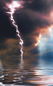 lightning striking the sea
